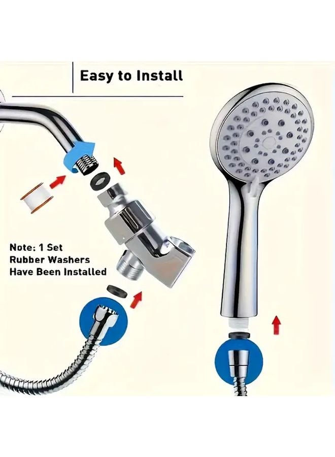 3 Piece Adjustable Handheld Shower Head Set with Hose and Bracket Modern Bathroom - Image 5